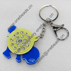 Iron Key Chains with Acrylic Charm, Charm width:70mm, Length Approx:4.7-inch, Sold by Dozen