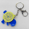 Iron Key Chains with Acrylic Charm, Charm width:70mm, Length Approx:4.7-inch, Sold by Dozen