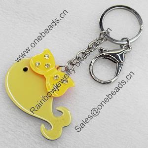 Iron Key Chains with Acrylic Charm, Charm width:56mm, Length Approx:3.9-inch, Sold by Dozen