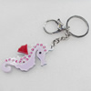 Iron Key Chains with Acrylic Charm, Charm width:35mm, Length Approx:5.1-inch, Sold by Dozen