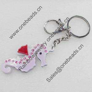 Iron Key Chains with Acrylic Charm, Charm width:35mm, Length Approx:5.1-inch, Sold by Dozen