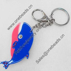 Iron Key Chains with Acrylic Charm, Charm width:33mm, Length Approx:5.5-inch, Sold by Dozen