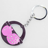 Iron Key Chains with Acrylic Charm, Charm width:55mm, Length Approx:4.1-inch, Sold by Dozen