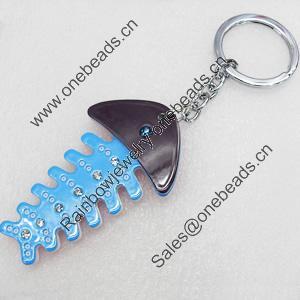 Iron Key Chains with Acrylic Charm, Charm width:40mm, Length Approx:5.1-inch, Sold by Dozen