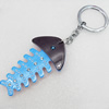 Iron Key Chains with Acrylic Charm, Charm width:40mm, Length Approx:5.1-inch, Sold by Dozen