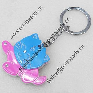 Iron Key Chains with Acrylic Charm, Charm width:57mm, Length Approx:3.9-inch, Sold by Dozen