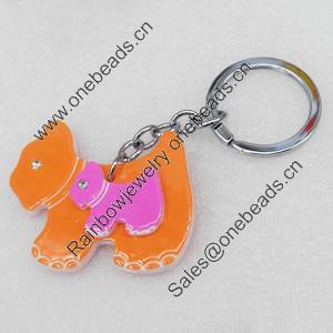 Iron Key Chains with Acrylic Charm, Charm width:55mm, Length Approx:3.7-inch, Sold by Dozen