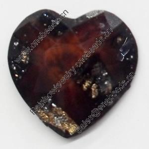 Resin Cabochons, No-Hole Jewelry findings, Faceted Heart, 18mm, Sold by PC