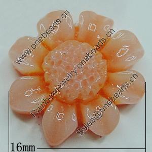 Resin Cabochons, NO Hole Headwear & Costume Accessory, Flower 16mm, Sold by Bag