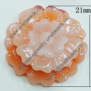 Resin Cabochons, NO Hole Headwear & Costume Accessory, Flower 21mm, Sold by Bag