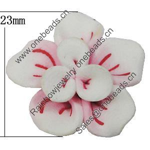 Handmade Polymer Clay Beads, Flower 23mm Hole:2mm, Sold by Bag 