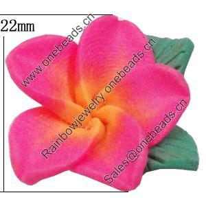 Handmade Polymer Clay Beads, Flower 22mm Hole:2mm, Sold by Bag 