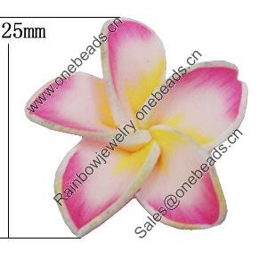 Handmade Polymer Clay Beads, Flower 25mm Hole:2mm, Sold by Bag 
