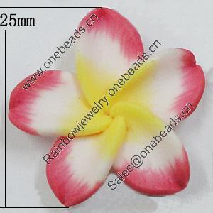 Handmade Polymer Clay Beads, Flower 25mm Hole:2mm, Sold by Bag 