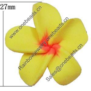 Handmade Polymer Clay Beads, Flower 27mm Hole:2mm, Sold by Bag 