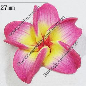 Handmade Polymer Clay Beads, Flower 27mm Hole:2mm, Sold by Bag 