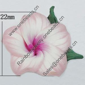 Handmade Polymer Clay Beads, Flower 22mm Hole:2mm, Sold by Bag 