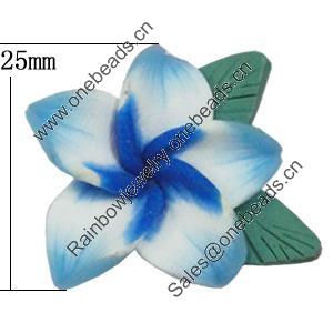 Handmade Polymer Clay Beads, Flower 25mm Hole:2mm, Sold by Bag 