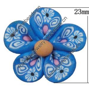 Handmade Polymer Clay Beads, Flower 23mm Hole:2mm, Sold by Bag 