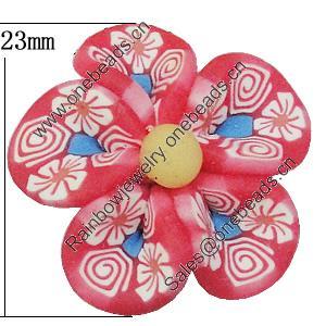 Handmade Polymer Clay Beads, Flower 23mm Hole:2mm, Sold by Bag 