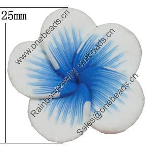 Handmade Polymer Clay Beads, Flower 25mm Hole:2mm, Sold by Bag 