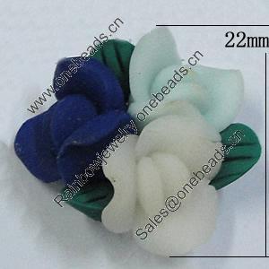Handmade Polymer Clay Beads, Flower 22mm Hole:2mm, Sold by Bag 