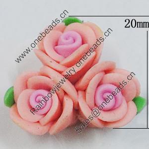 Handmade Polymer Clay Beads, Flower 20mm Hole:2mm, Sold by Bag 