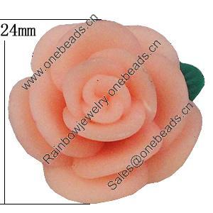 Handmade Polymer Clay Beads, Flower 24mm Hole:2mm, Sold by Bag 