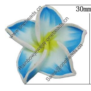 Handmade Polymer Clay Beads, Flower 30mm Hole:2mm, Sold by Bag 