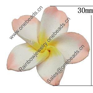 Handmade Polymer Clay Beads, Flower 30mm Hole:2mm, Sold by Bag 