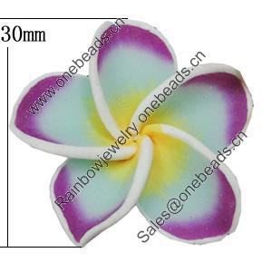 Handmade Polymer Clay Beads, Flower 30mm Hole:2mm, Sold by Bag 