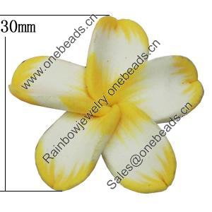 Handmade Polymer Clay Beads, Flower 30mm Hole:2mm, Sold by Bag 