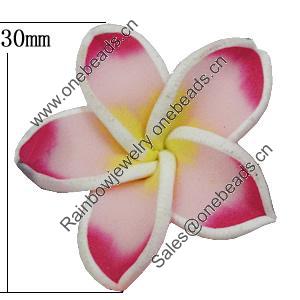 Handmade Polymer Clay Beads, Flower 30mm Hole:2mm, Sold by Bag 