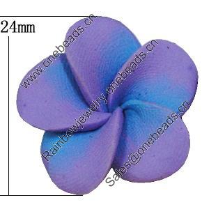 Handmade Polymer Clay Beads, Flower 24mm Hole:2mm, Sold by Bag 