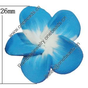 Handmade Polymer Clay Beads, Flower 26mm Hole:2mm, Sold by Bag 