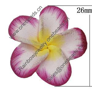 Handmade Polymer Clay Beads, Flower 26mm Hole:2mm, Sold by Bag 