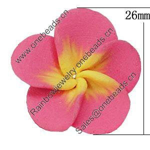 Handmade Polymer Clay Beads, Flower 26mm Hole:2mm, Sold by Bag 