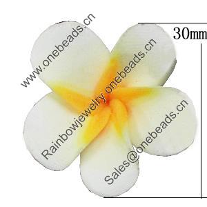 Handmade Polymer Clay Beads, Flower 30mm Hole:2mm, Sold by Bag 