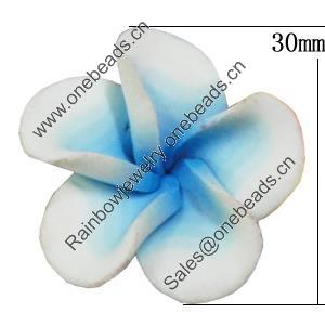 Handmade Polymer Clay Beads, Flower 30mm Hole:2mm, Sold by Bag 