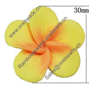 Handmade Polymer Clay Beads, Flower 30mm Hole:2mm, Sold by Bag 