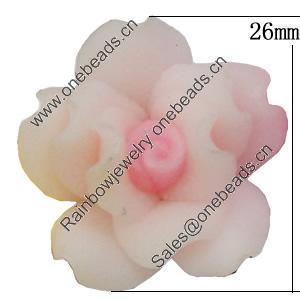 Handmade Polymer Clay Beads, Flower 26mm Hole:2mm, Sold by Bag 