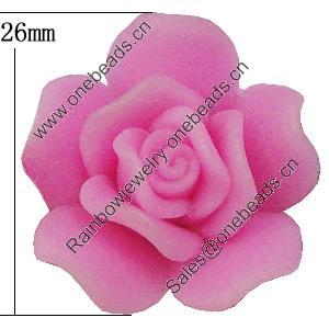 Handmade Polymer Clay Beads, Flower 26mm Hole:2mm, Sold by Bag 