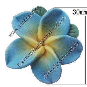 Handmade Polymer Clay Beads, Flower 30mm Hole:2mm, Sold by Bag 