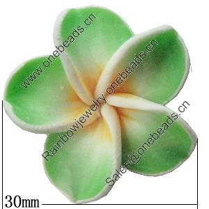 Handmade Polymer Clay Beads, Flower 30mm Hole:2mm, Sold by Bag 