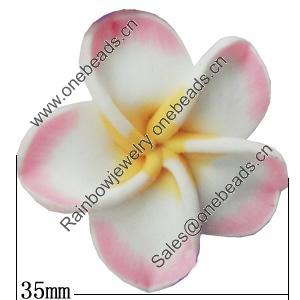 Handmade Polymer Clay Beads, Flower 35mm Hole:2mm, Sold by Bag 