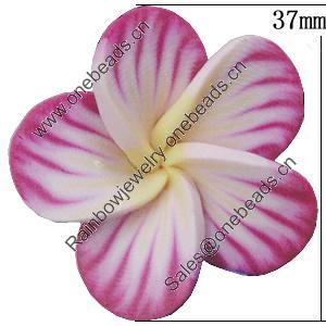 Handmade Polymer Clay Beads, Flower 37mm Hole:2mm, Sold by Bag 