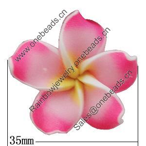 Handmade Polymer Clay Beads, Flower 35mm Hole:2mm, Sold by Bag 