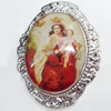 Jewelry Findings, CCB Plastic Pendant Setting with Resin Cabochon, 42x54mm, Sold by PC