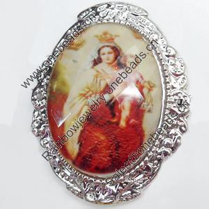 Jewelry Findings, CCB Plastic Pendant Setting with Resin Cabochon, 42x54mm, Sold by PC