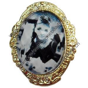 Jewelry Findings, CCB Plastic Pendant Setting with Resin Cabochon, 42x54mm, Sold by PC